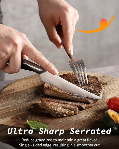 Serrated Steak Knives Set of 6, German 1.4116 Steel