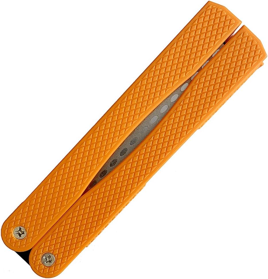 Double Sided Diamond Knife sharpener, Pocket Sharpening Stone, 400/600 Grit Foldable Knife Sharpener Gritstone Whetstone with Non-slip Handheld (Orange)