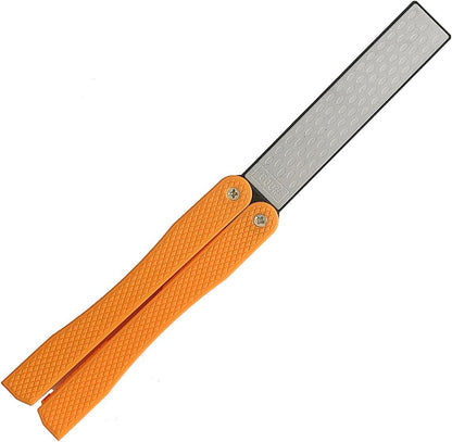 Double Sided Diamond Knife sharpener, Pocket Sharpening Stone, 400/600 Grit Foldable Knife Sharpener Gritstone Whetstone with Non-slip Handheld (Orange)