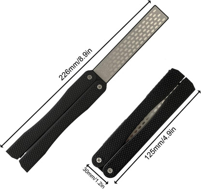 Double Sided Diamond Knife sharpener, Pocket Sharpening Stone, 400/600 Grit Foldable Knife Sharpener Gritstone Whetstone with Non-slip Handheld (Orange)