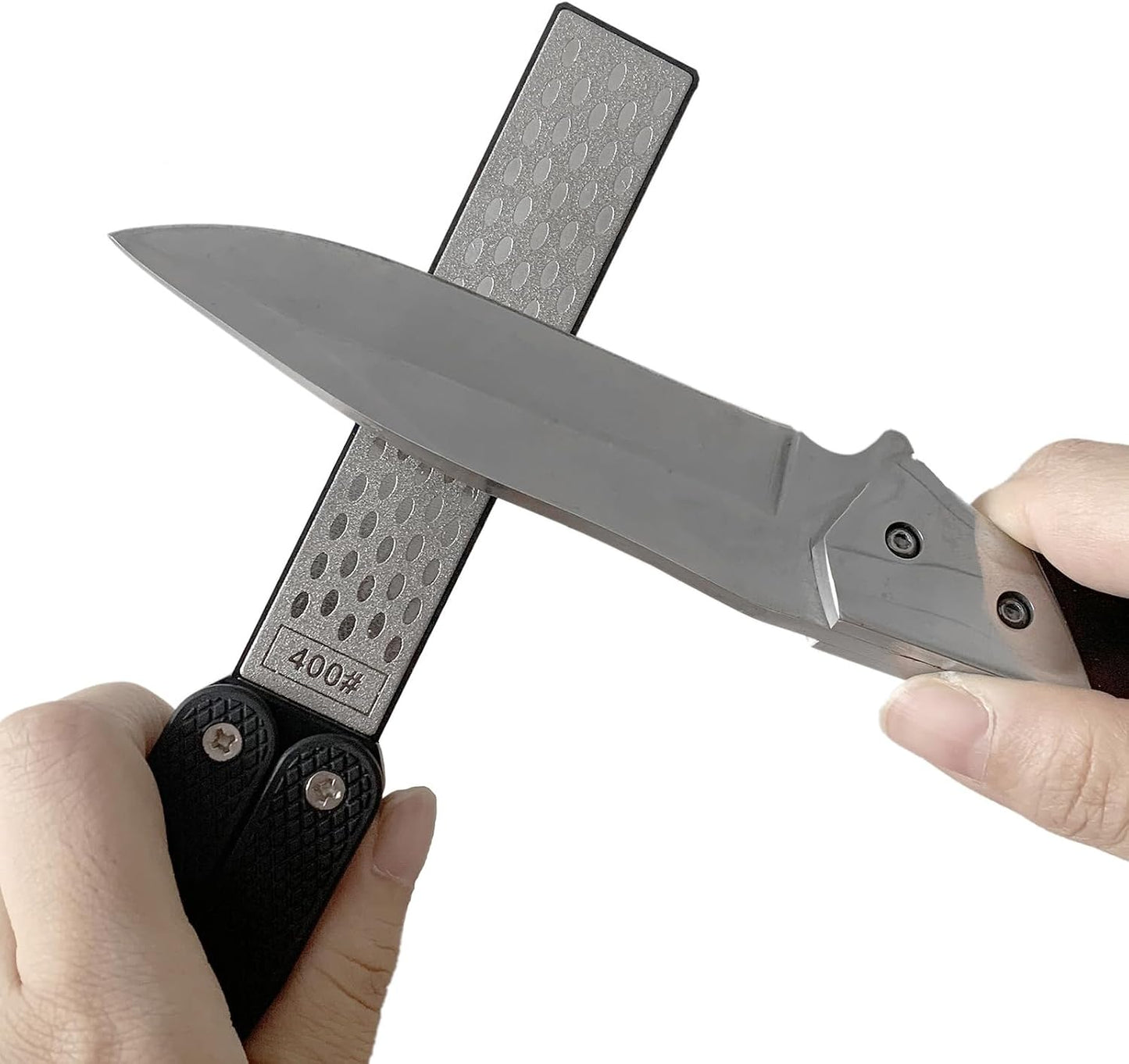 Double Sided Diamond Knife sharpener, Pocket Sharpening Stone, 400/600 Grit Foldable Knife Sharpener Gritstone Whetstone with Non-slip Handheld (Orange)