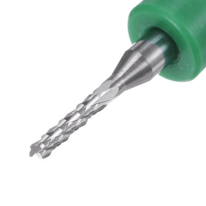 10pcs End Mill Bits 0.8mm Solid Carbide CNC Router Bits Engraving Cutter Tools for PCB Circuit Board Milling Machine Wood Carving, 1/8" Straight Shank