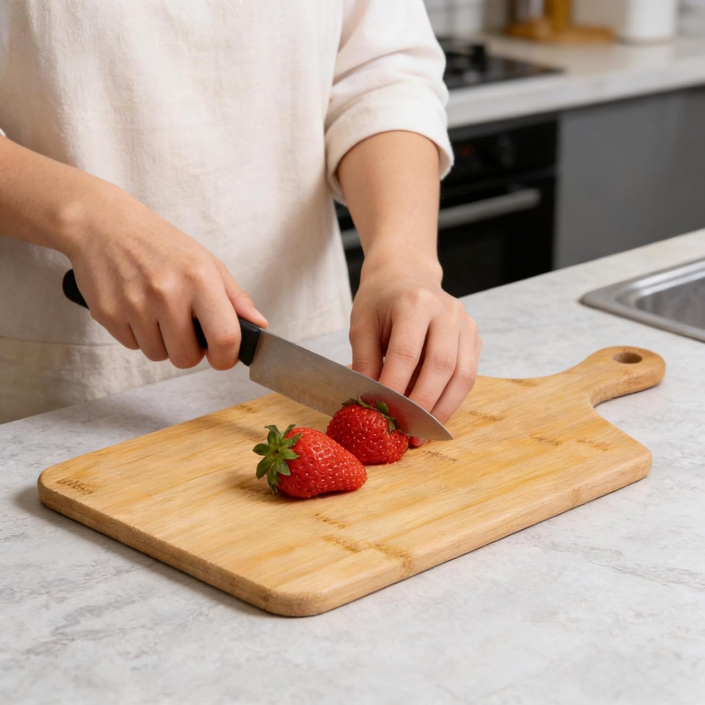 Small Bamboo Cutting Board with Handle, 13x6.5Inch Charcuterie Serving Tray | Premium Natural Wood Serving Board. Perfect for cutting, serving cheese charcuterie. Eco-friendly. Kitchen Décor. Ideal Gift