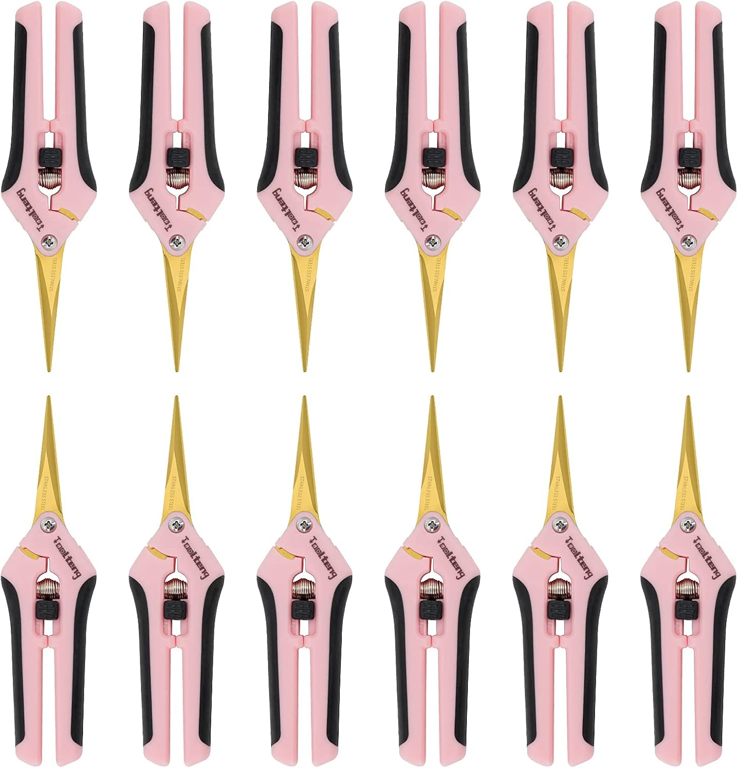1 Pack Pruning Shears with Curved Blades, Garden Trimming Scissors, Gardening Hand Pruning Snips Titanium Coated Precision Bonsai Pruning Shears, Efficient Flower Cutters (Pink)
