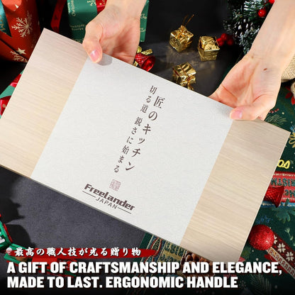 Damascus Nakiri Knife with VG10 Core and 67-Layer Blade | Weight-Balanced Japanese Knife, Mosaic Pin Detail, Ergonomic Walnut Handle, Full Tang Construction, Gift Box Included