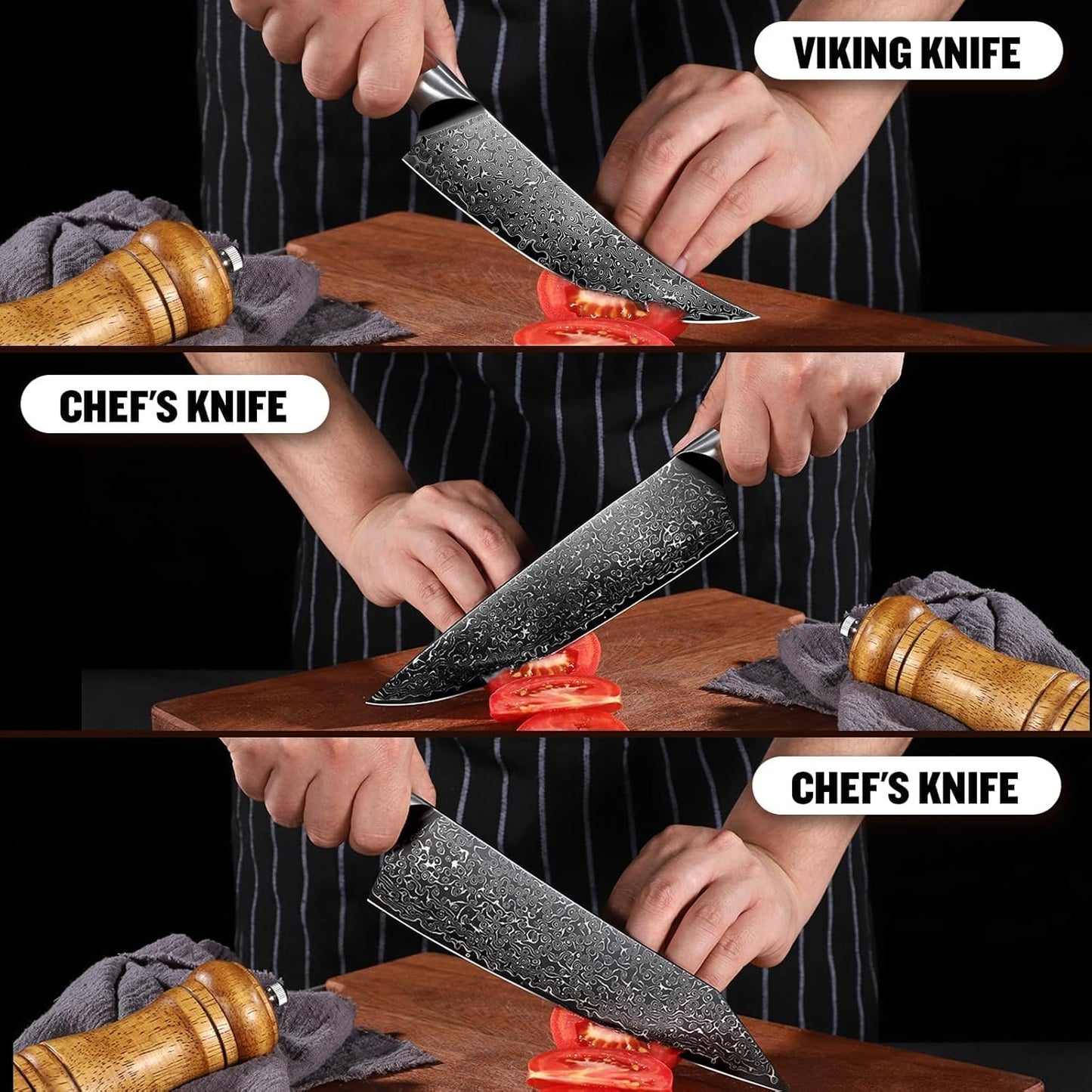 Damascus Nakiri Knife with VG10 Core and 67-Layer Blade | Weight-Balanced Japanese Knife, Mosaic Pin Detail, Ergonomic Walnut Handle, Full Tang Construction, Gift Box Included