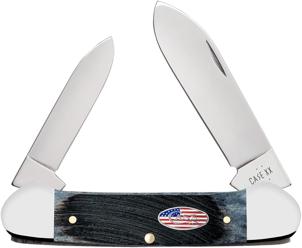 Case XX WR Pocket Knife Canoe Sawcut Gray Bone Stars & Stripes Item #53065 (62131 SS) Length Close: 3 5/8 inches