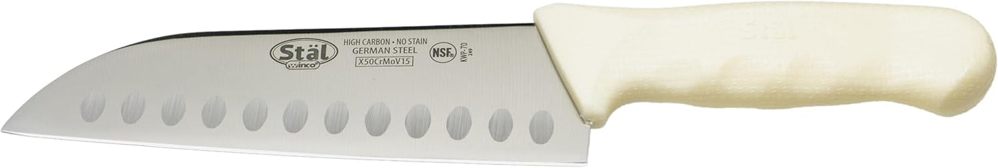 7" High Carbon Steel Japanese Santoku Chef Knife, White