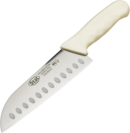 7" High Carbon Steel Japanese Santoku Chef Knife, White