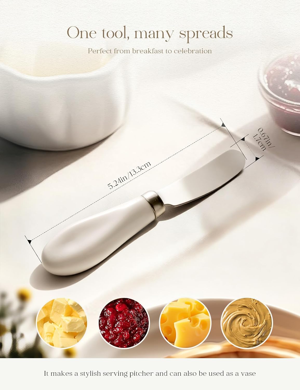 Stainless Steel Butter Spreader Knife with Handle for Kitchen White