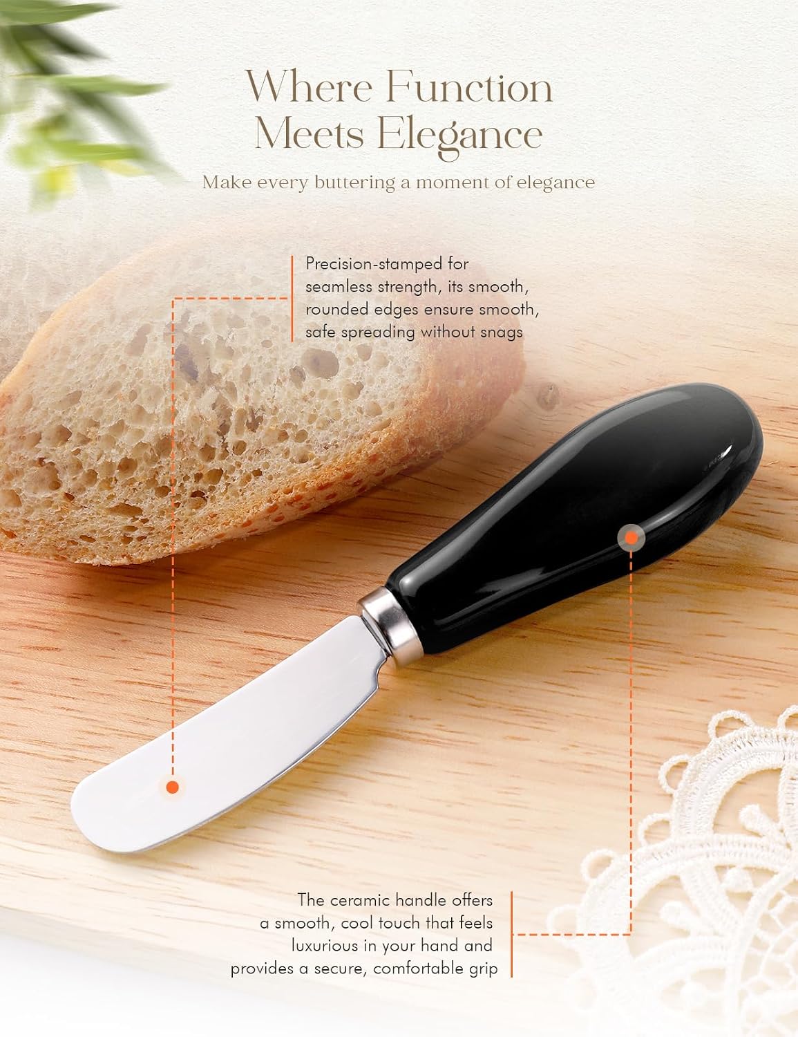 Stainless Steel Butter Spreader Knife with Handle for Kitchen White