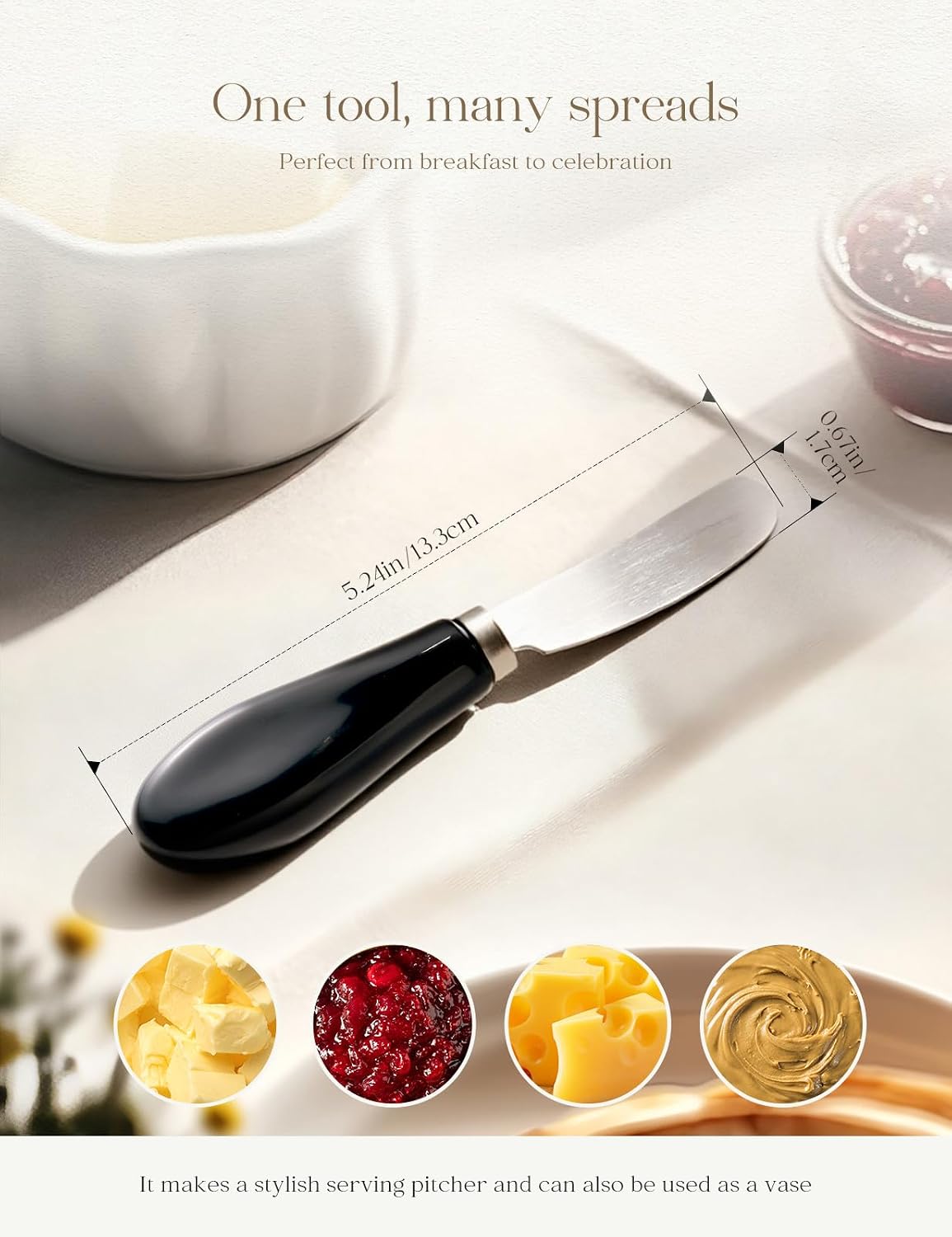Stainless Steel Butter Spreader Knife with Handle for Kitchen White