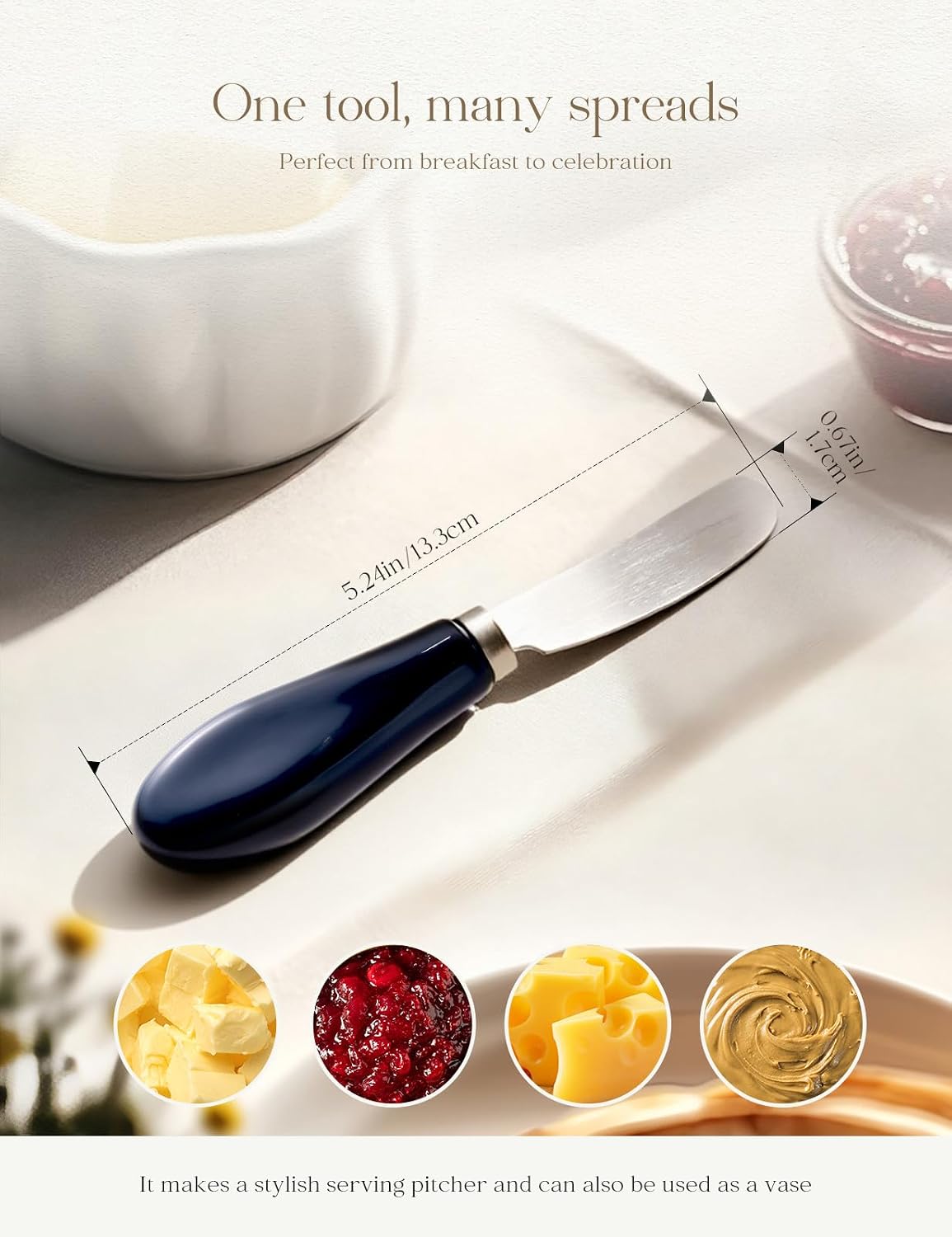 Stainless Steel Butter Spreader Knife with Handle for Kitchen White