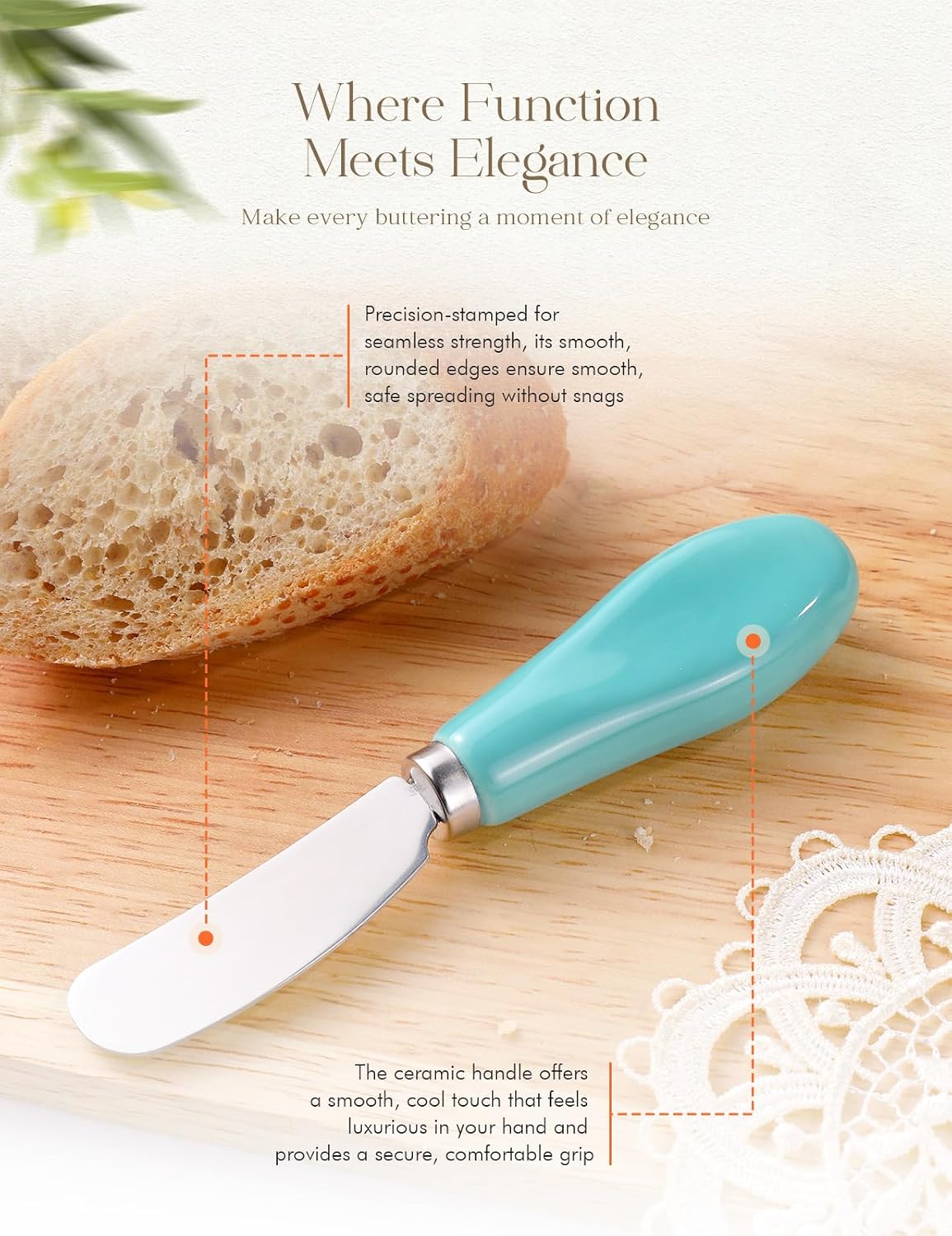Stainless Steel Butter Spreader Knife with Handle for Kitchen White