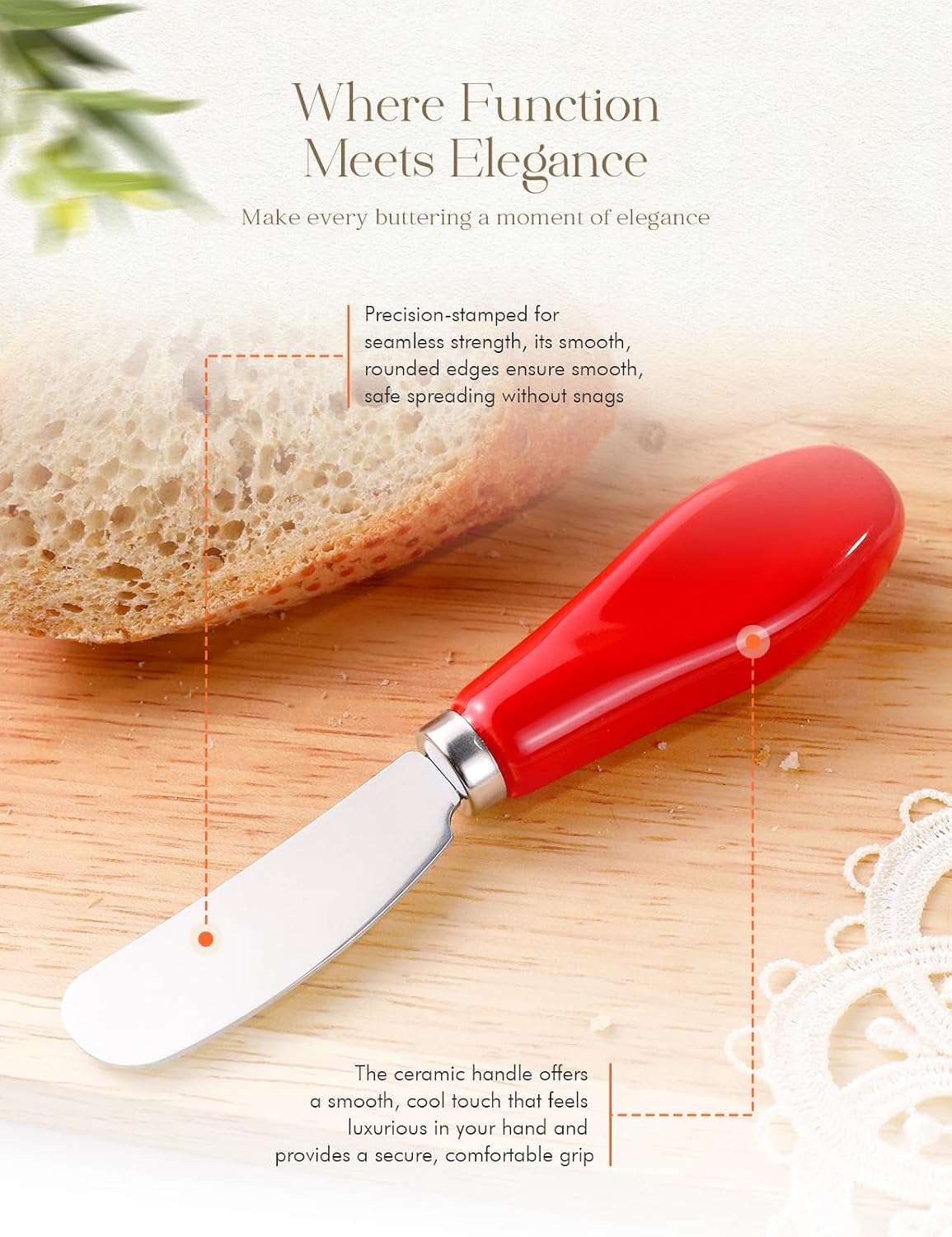 Stainless Steel Butter Spreader Knife with Handle for Kitchen White
