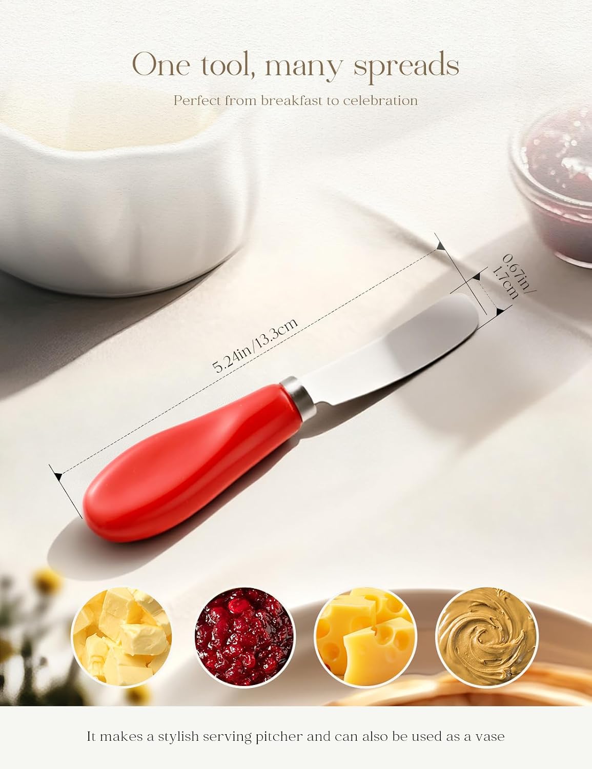 Stainless Steel Butter Spreader Knife with Handle for Kitchen White
