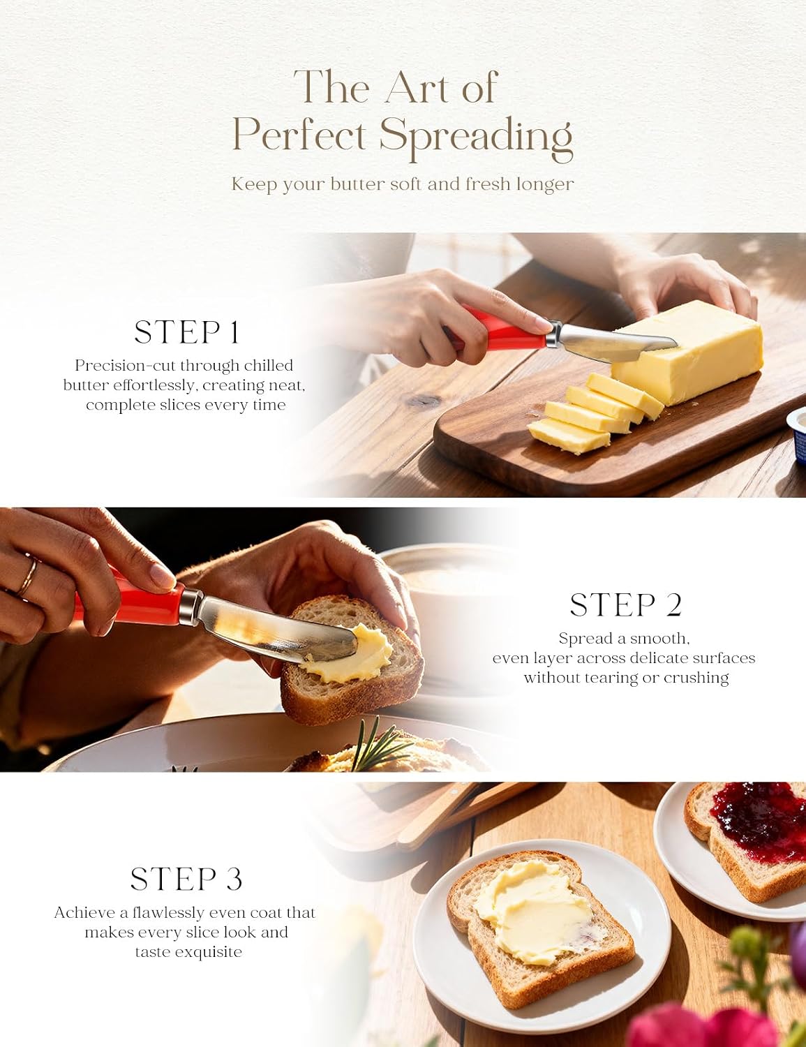 Stainless Steel Butter Spreader Knife with Handle for Kitchen White