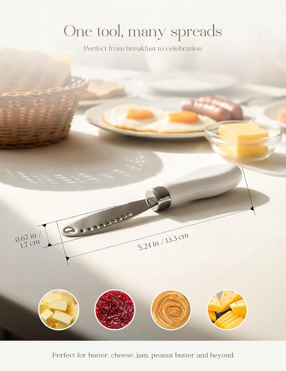 Stainless Steel Butter Spreader Knife with Handle for Kitchen White