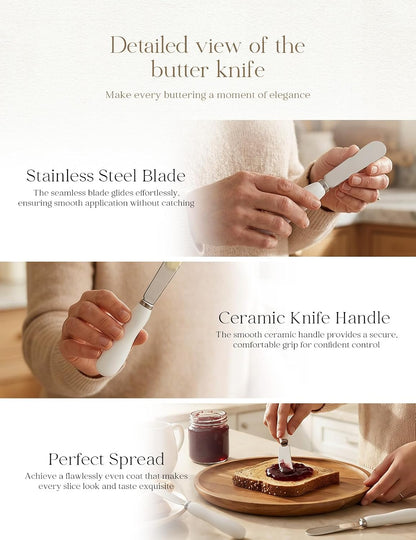 Stainless Steel Butter Spreader Knife with Handle for Kitchen White