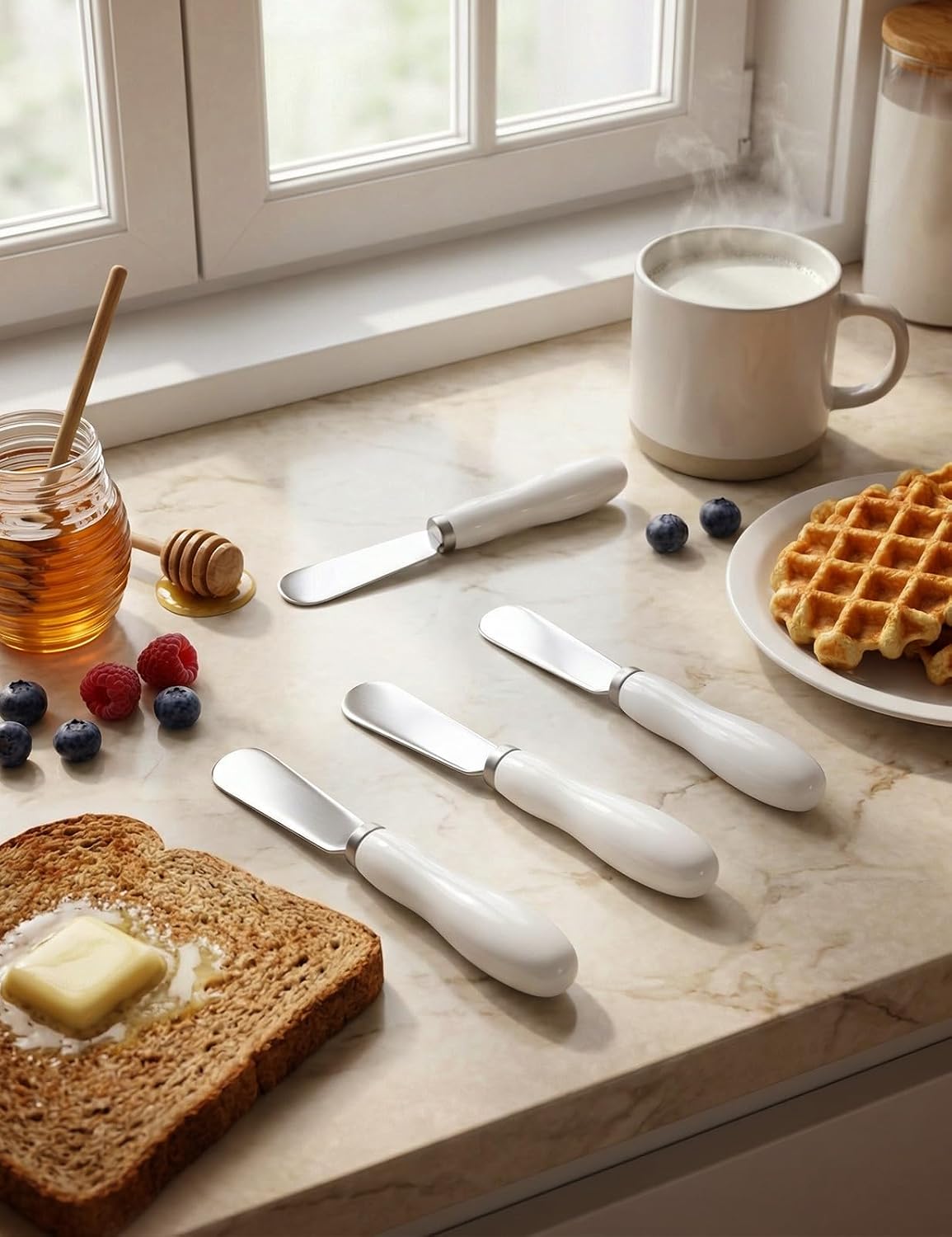 Stainless Steel Butter Spreader Knife with Handle for Kitchen White