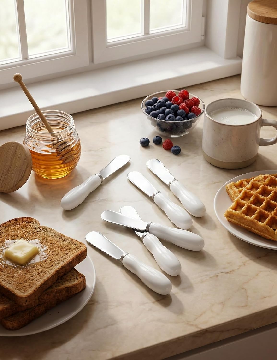 Stainless Steel Butter Spreader Knife with Handle for Kitchen White
