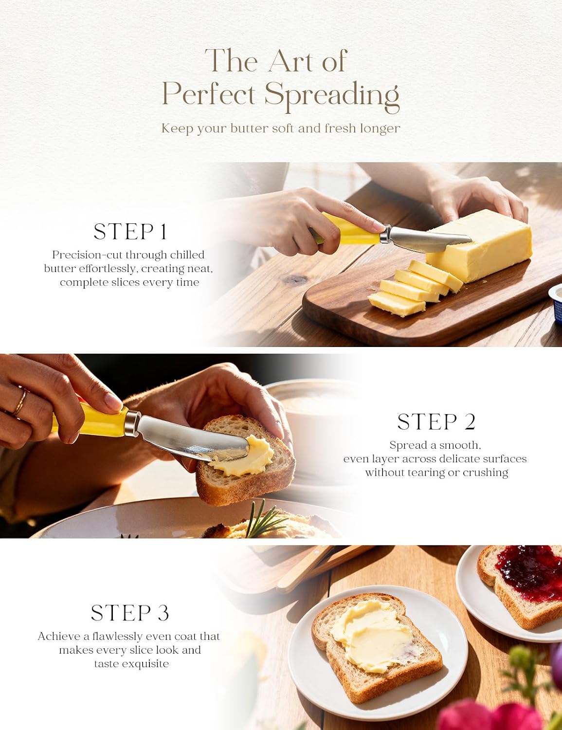 Stainless Steel Butter Spreader Knife with Handle for Kitchen White