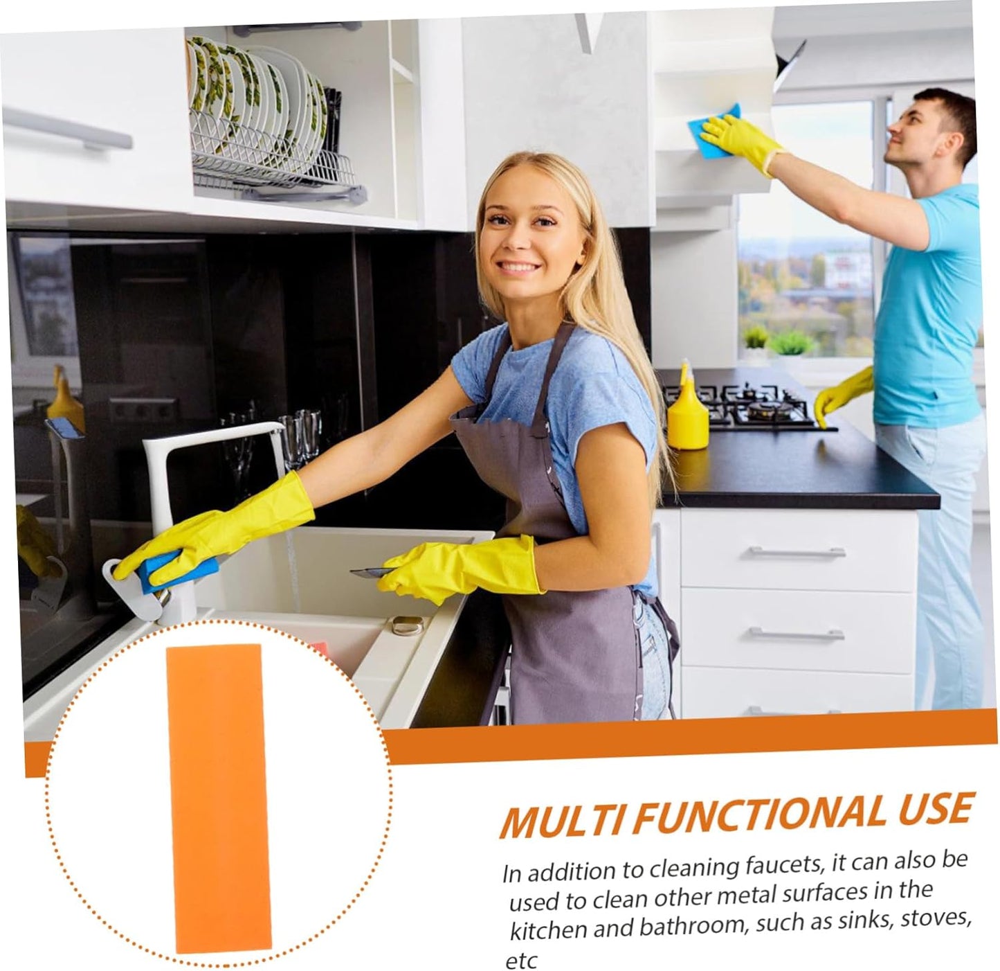 Multifunctional Stainless Steel Decontamination Eraser Rust Remover for Cast Iron Kitchen and Bathroom Surfaces Wear-Resistant Rubber Cleaner for Limescale and Stains