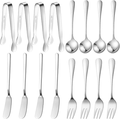 Cheese Butter Spreader Knife Set Charcuterie Accessories 16 Pieces Charcuterie Board Utensils Stainless Steel Spreader Knives Mini Serving Tongs Spoons and Forks for Jam Appetizers Pastry