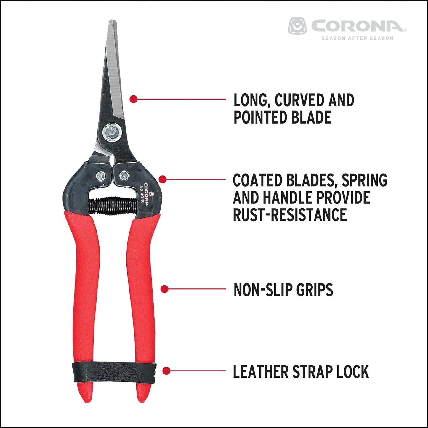Long Curved Snips – 1.75″ Tempered Steel Precision Garden Shears for Fruit, Herbs, Flowers & Vineyard Use