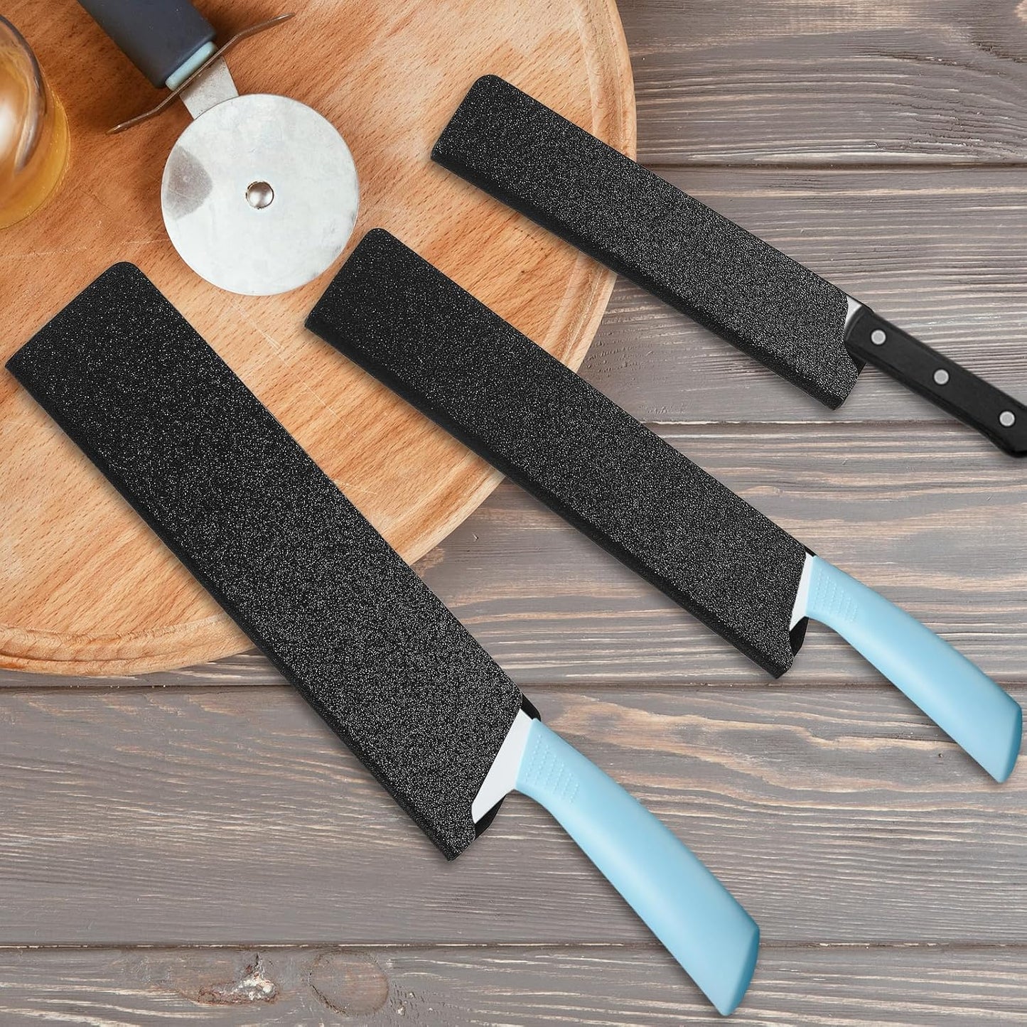 2 Pcs Knife Covers or Sleeves 8" x 2.2" Knife Edge Guard Universal Waterproof Kitchen Knife Sheath, Chef Knife Sheath, Plastic Knife Cover for Kitchen Knives, Black