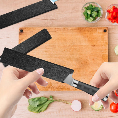 2 Pcs Knife Covers or Sleeves 8" x 2.2" Knife Edge Guard Universal Waterproof Kitchen Knife Sheath, Chef Knife Sheath, Plastic Knife Cover for Kitchen Knives, Black