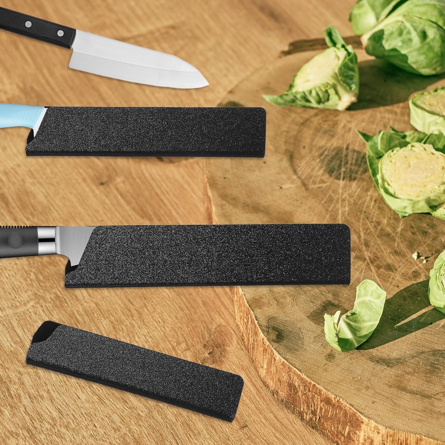 2 Pcs Knife Covers or Sleeves 8" x 2.2" Knife Edge Guard Universal Waterproof Kitchen Knife Sheath, Chef Knife Sheath, Plastic Knife Cover for Kitchen Knives, Black