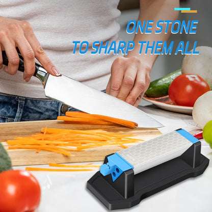 Diamond Sharpening Stone,3 Side 400/1000/6000 Grit Premium Industrial Diamond & Ceramic Whetstone Knife Sharpener Stone With Edge Grip holder and Non-slip Base