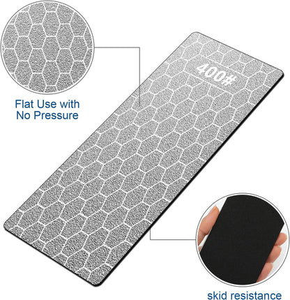 Diamond Sharpening Stone,3 Side 400/1000/6000 Grit Premium Industrial Diamond & Ceramic Whetstone Knife Sharpener Stone With Edge Grip holder and Non-slip Base
