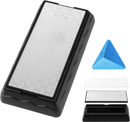 Diamond Sharpening Stone,3 Side 400/1000/6000 Grit Premium Industrial Diamond & Ceramic Whetstone Knife Sharpener Stone With Edge Grip holder and Non-slip Base