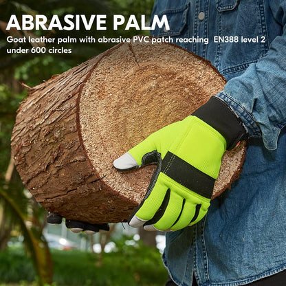 ... 1Pair Chainsaw Gloves, 12-Layer Chainsaw Protection on Left Hand Back,Goat leather Work Gloves, Mechanic Gloves