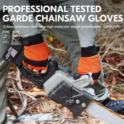 ... 1Pair Chainsaw Gloves, 12-Layer Chainsaw Protection on Left Hand Back,Goat leather Work Gloves, Mechanic Gloves