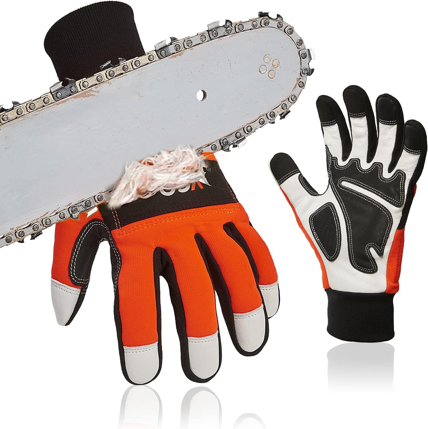 ... 1Pair Chainsaw Gloves, 12-Layer Chainsaw Protection on Left Hand Back,Goat leather Work Gloves, Mechanic Gloves