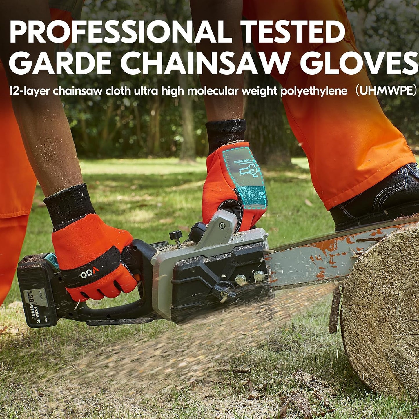 ... 1Pair Chainsaw Gloves, 12-Layer Chainsaw Protection on Left Hand Back,Goat leather Work Gloves, Mechanic Gloves