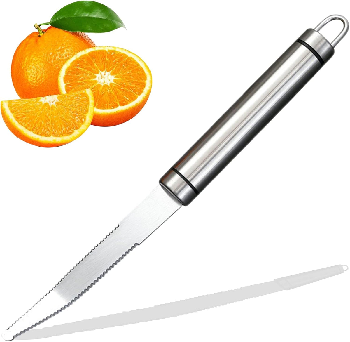 Stainless Steel Serrated Grapefruit Knife, 3.9 inches, Silver, Easy Peeling, Slicing, Coring, Dishwasher Safe