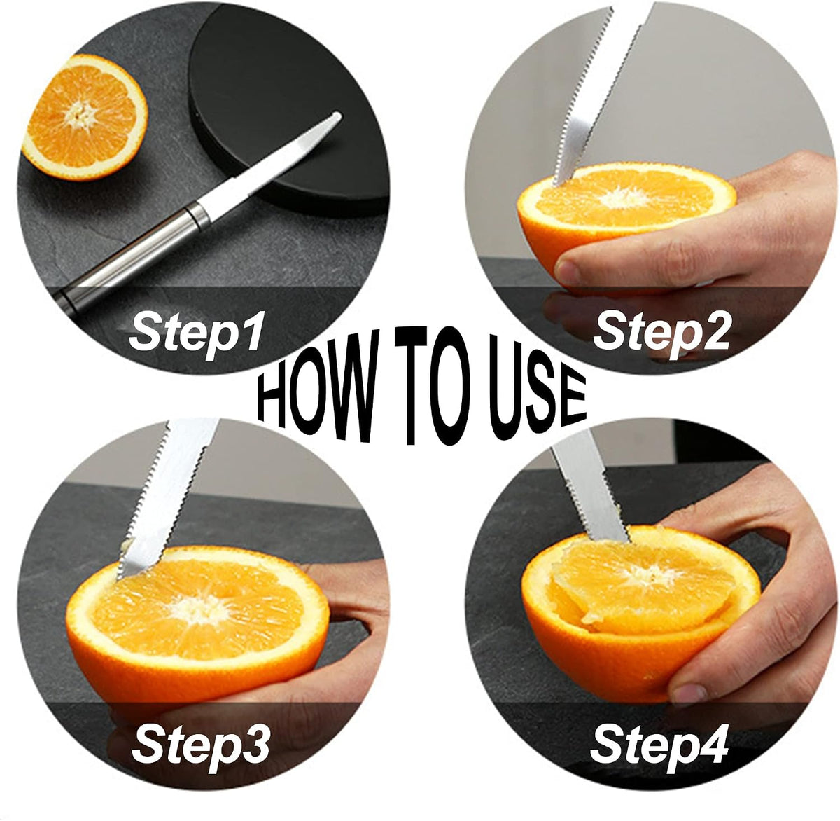Stainless Steel Serrated Grapefruit Knife, 3.9 inches, Silver, Easy Peeling, Slicing, Coring, Dishwasher Safe