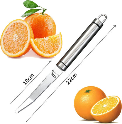 Stainless Steel Serrated Grapefruit Knife, 3.9 inches, Silver, Easy Peeling, Slicing, Coring, Dishwasher Safe