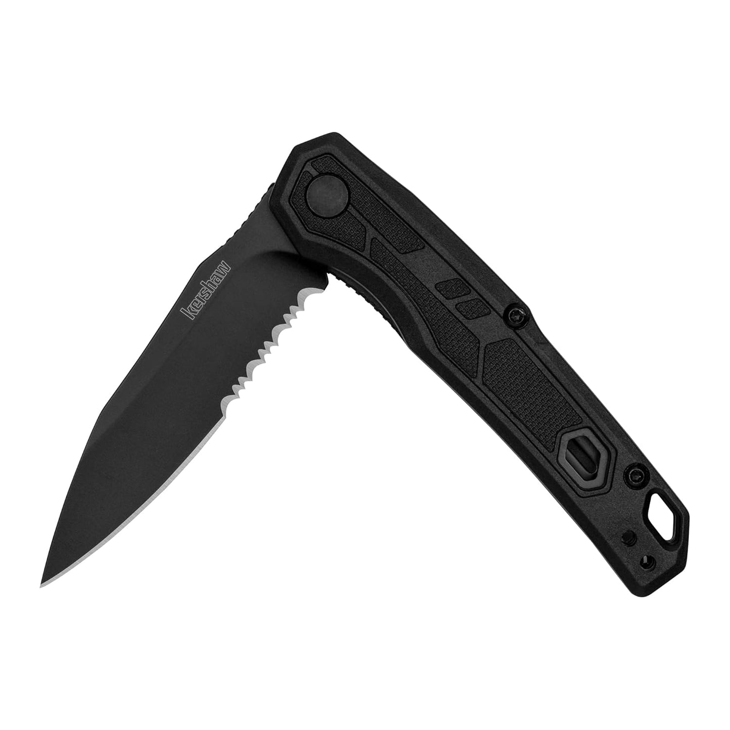 Kershaw Appa Pocket Knife, All-Black | 2.75 Inch Steel Partially Serrated Reverse Tanto Blade, Assisted Opening, Reversible Clip, For Men and Women
