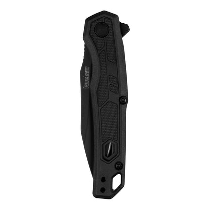Kershaw Appa Pocket Knife, All-Black | 2.75 Inch Steel Partially Serrated Reverse Tanto Blade, Assisted Opening, Reversible Clip, For Men and Women