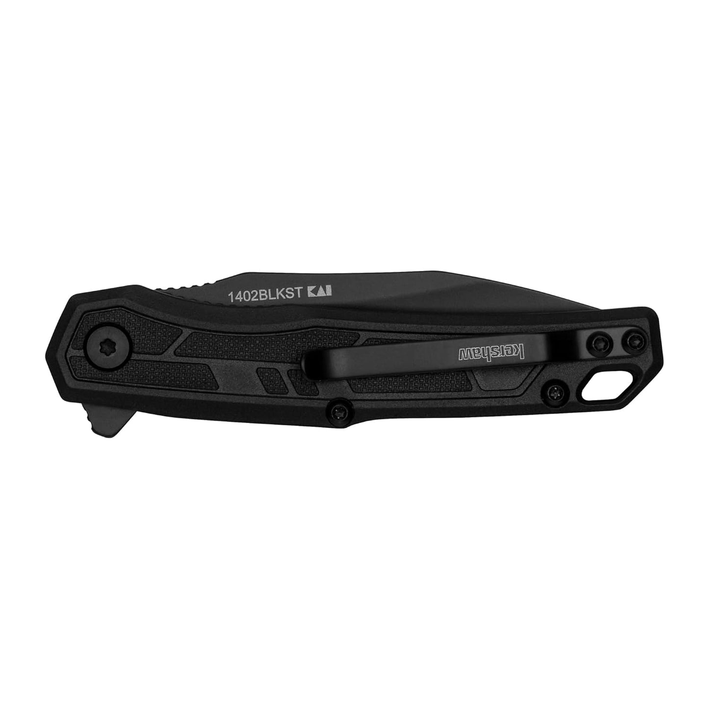 Kershaw Appa Pocket Knife, All-Black | 2.75 Inch Steel Partially Serrated Reverse Tanto Blade, Assisted Opening, Reversible Clip, For Men and Women