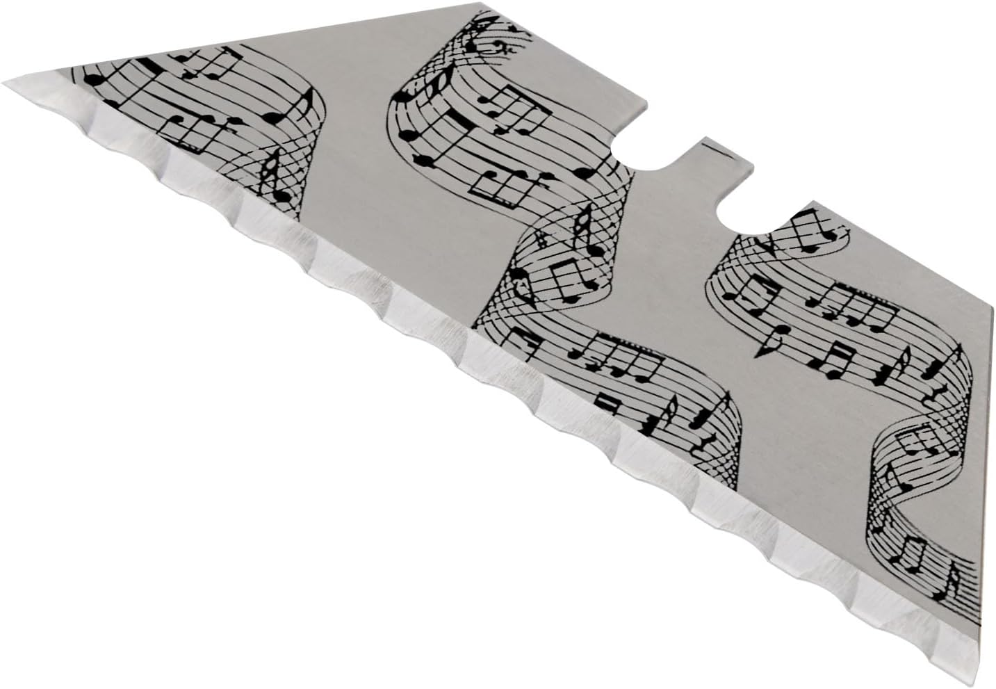NDZ Performance Serrated Steel Blade Replacement for Utility Knife & Box Cutters, Custom Double Sided Laser Engraved Designs, Silver - Skull - 3 Pack