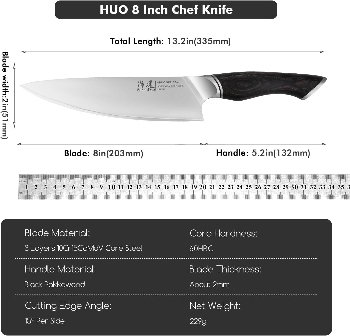 SHANGDAO 7 Inch Japanese Santoku Chef Knife, VG10 Stainless Steel Kitchen Cooking Knife with Pakkawood Handle Gift Box