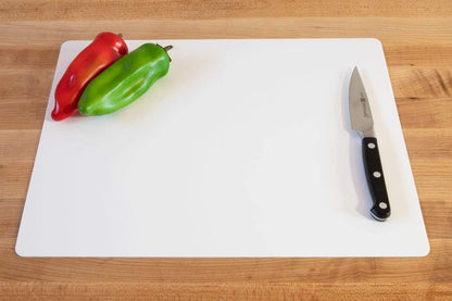 Commercial Grade Cutting Board Mats 15 x 12 Inch - 4 Pack Set, Flexible 1/16" Inch Thick White Plastic, Made from HDPE and NSF Approved for Food Service
