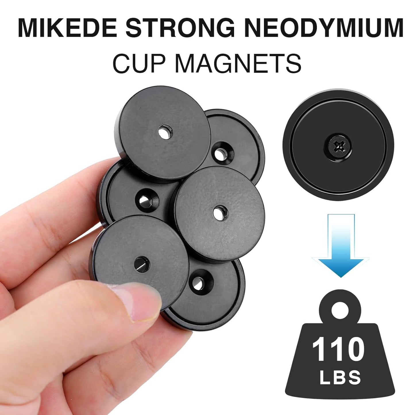 MIKEDE 12 Pack Neodymium Bar Magnets, 70LB Strong Rare Earth Mounting Magnet Heavy Duty, Rectangular Magnet with Countersunk Hole and Steel Capsule, Magnets Strips for Home, Garage - 2.36x0.53x0.2in