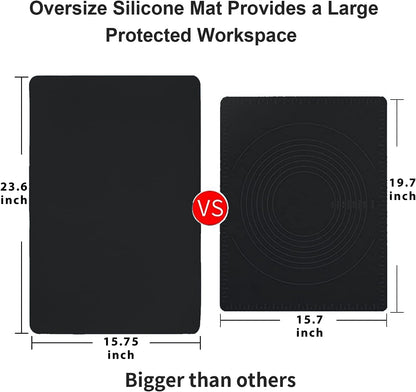 Extra Large Dark Green Countertop Mat - Silicone Table Kitchen Desk Mat - Non-Slip & Heat Resistant - Dinner Placemat Pastry Dough Rolling Mat - Colors B
